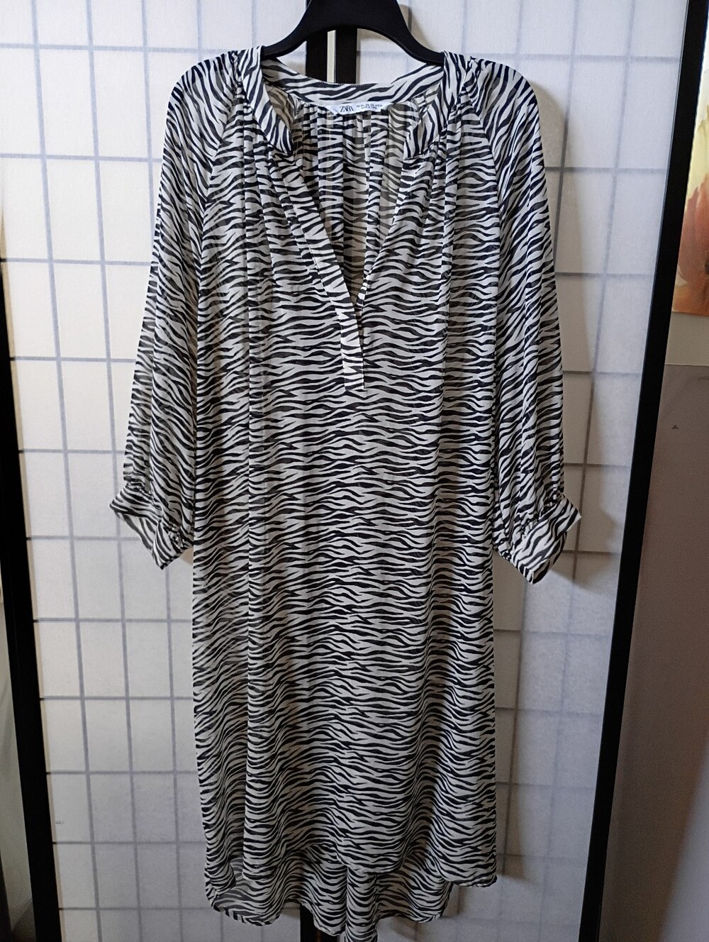 Zara Black & White Sheer Zebra-Print Cover-up/Dress